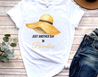 Paradise Beach Hat T-Shirt: Women's Summer Tee