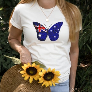 Australia Day T-Shirt: Butterfly Flag Tee, Unisex Cotton