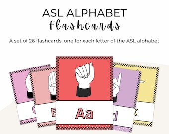Schede didattiche dell'alfabeto ASL: apprendimento della lingua dei segni (download digitale)