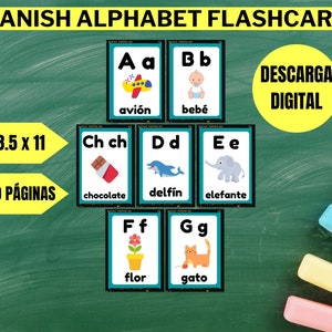 Spanish Alphabet Flashcards, Spanish Learning Game, Montessori Language Tool, Preschool Educational Toy, Spanish Literacy Aid