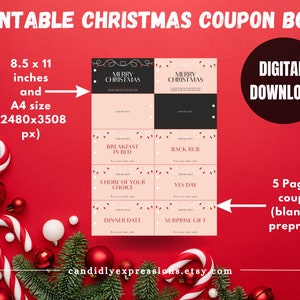 Libro de cupones de Navidad, cupones imprimibles, cupones personalizados, relleno de medias imprimible, vale de vacaciones imprimible, regalo económico