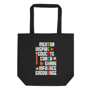 Cadeau pour l’enseignant, citation inspirante pour les enseignants sac fourre-tout écologique, cadeau de remerciement de l’enseignant, sacs fourre-tout pour enseignants en vrac