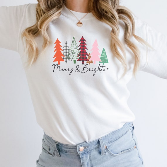 Camicia natalizia da donna, camicetta casual da donna, maglioni di Natale scintillanti con stampa albero di Natale con maniche a 3/4, maglietta in cotone con scollo rotondo, tuniche da donna, tuniche