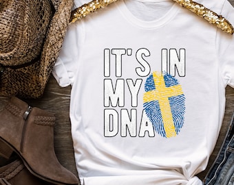 Swedish Flag T-Shirt: "It's in my DNA" Nordic Design