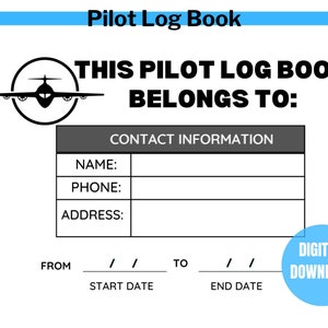 Digital Pilot Flight Log Book: Printable Aviation Logbook (PDF)