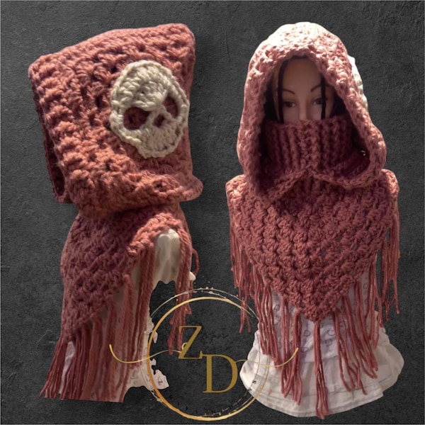 Granny Skull Hooded Cowl Scarf Digital Pattern (Digital Download)