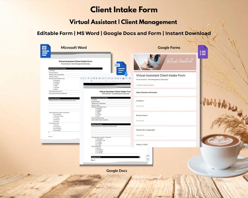 Free Virtual Assistant Intake Template.pdf Virtual Assistant Client Intake Form Template, Editable VA Client ...
