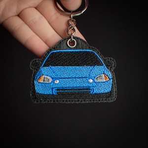Huda CRX III Del Sol Schlüsselanhänger, Stickerei Anhänger im Look Ihres Autos, personalisierter Schlüsselanhänger, bestes Geschenk für Autoliebhaber