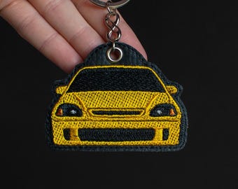 カスタムホンダシビックVIキーホルダー：刺繍入り車好きへのギフト