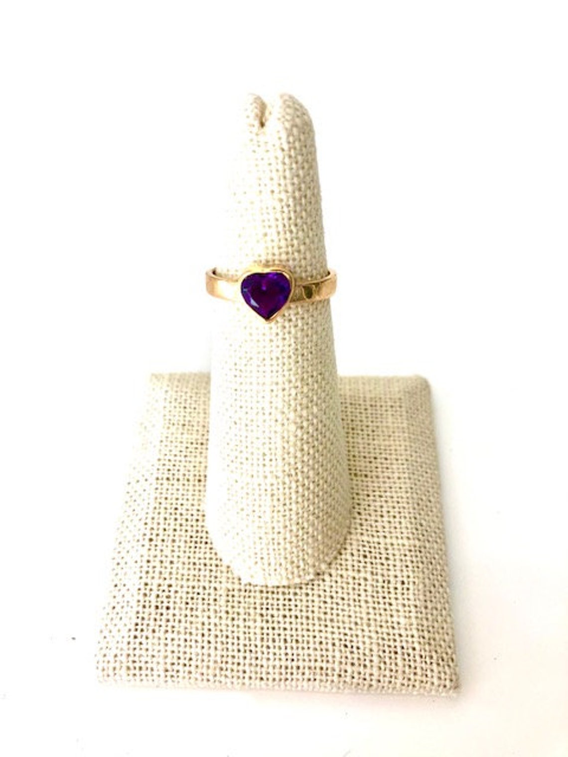 Amethyst Heart Ring Set in 14KT Gold - Etsy