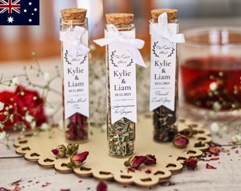 Wedding Tea Favour, Bridal Shower, Baby Shower | Personalised, Loose Leaf, Glass Test Tube