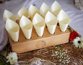 2L Biodegradable Confetti + 20 CONES + 1 HOLDER for Wedding | Dried Flower Confetti and Stand | Natural Petal Toss