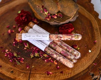 Bath Salt Wedding Favour / Bridal Shower / Baby Shower | Pink Himalayan Test Tubes with Flowers