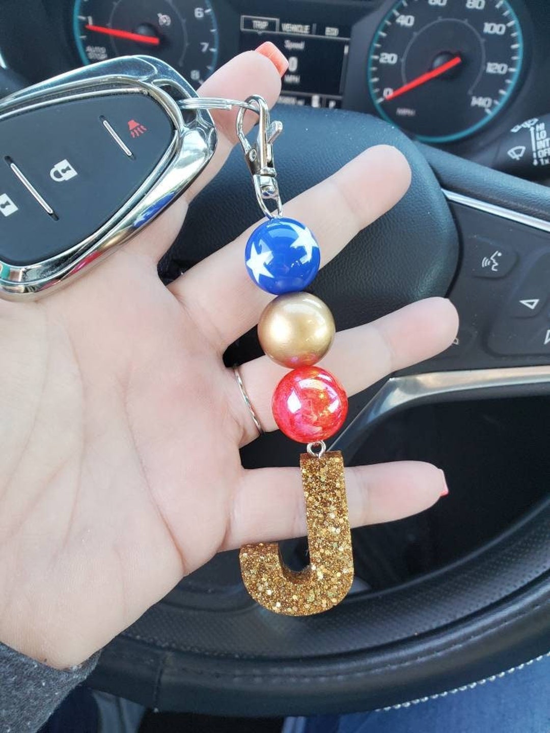 ALPHABET Keychains With Beads - Etsy