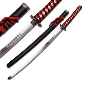 Dragon Samurai Katana Sword - Black and Red Cord Wrapped Handle