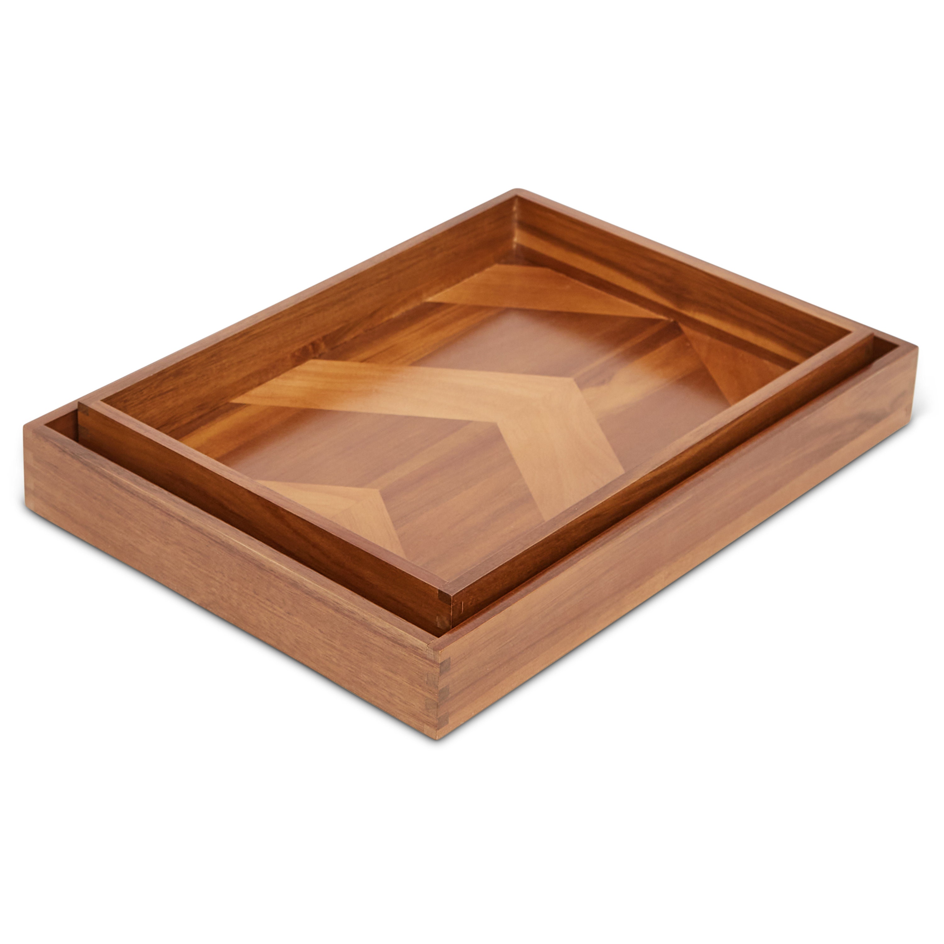 Beautiful Acacia Wood Trays Set of 2 Etsy