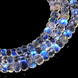 Rainbow Moonstone Faceted Rondelle Beads, 10" Strand