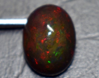 Ethiopian Black Opal Cabochon | Oval Gemstone with Multi Fire