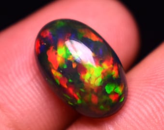 5 Carat Galaxy Fire Ethiopian Opal Cabochon, Oval Gemstone