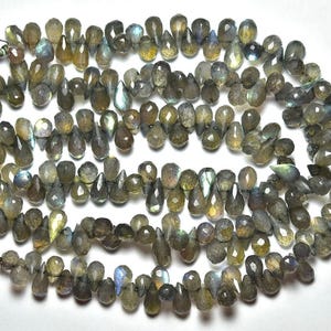 Flashy Labradorite Drop Shape Briolettes, Faceted Labradorite Teardrop Shape Briolettes, Natural Laborite flashy Beads Strand
