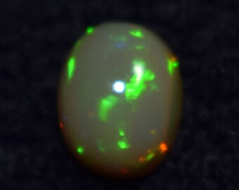 Exclusive Natural Ethiopian Opal Cabochon, Green Fire Honeycomb Opal Gemstone, Size 11.2x9x5.8MM Pure Opal.