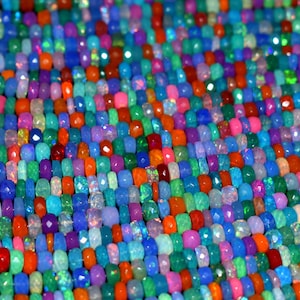 AAA+ Ethiopian Opal Disco Faceted Rondelle Bead Welo Opal Bead Multi Color Opal Cut Rondelle beads Opal Plain Beads Fire Opal Beads