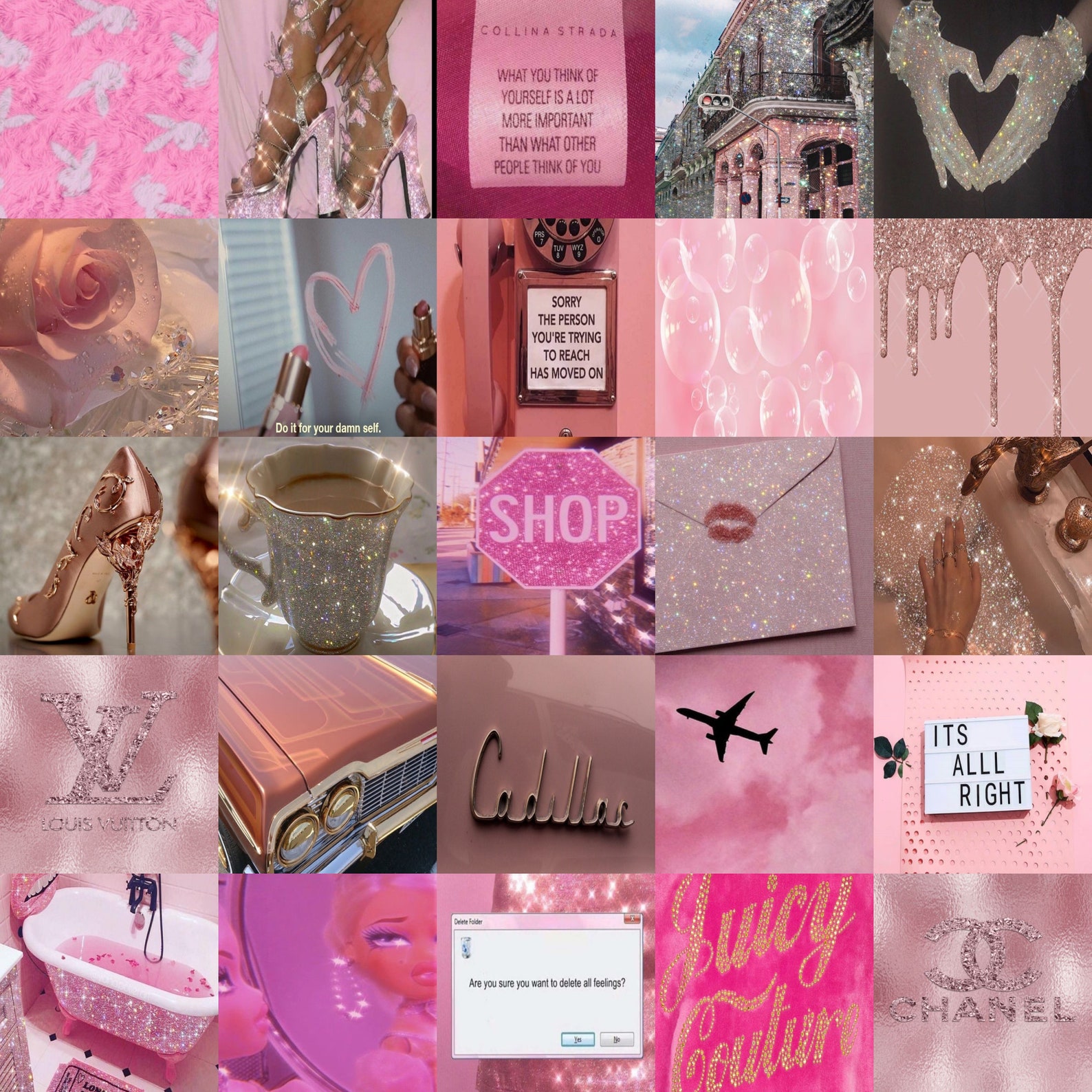 123 PC Y2k Boujee Wall Collage Kit Baddie Collage Kit Pink - Etsy