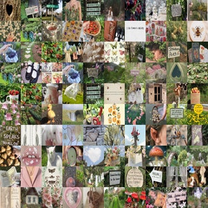 Cottage Core Wall Collage Kit, Fairy Aesthetic, Digital room decor,151PC Digital Wall Art