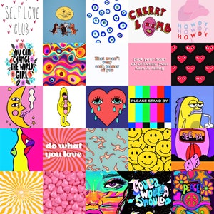140 PC Indie Wall Collage Kit, Kidcore Wall Collage Kit, Retro ...