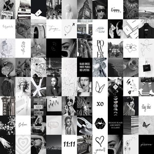 Boujee Black And White Collage Kit, Vintage Boujee Aesthetic, Wall Collage kit, Black And White Prints, B&W Chic Room Decor 135PC