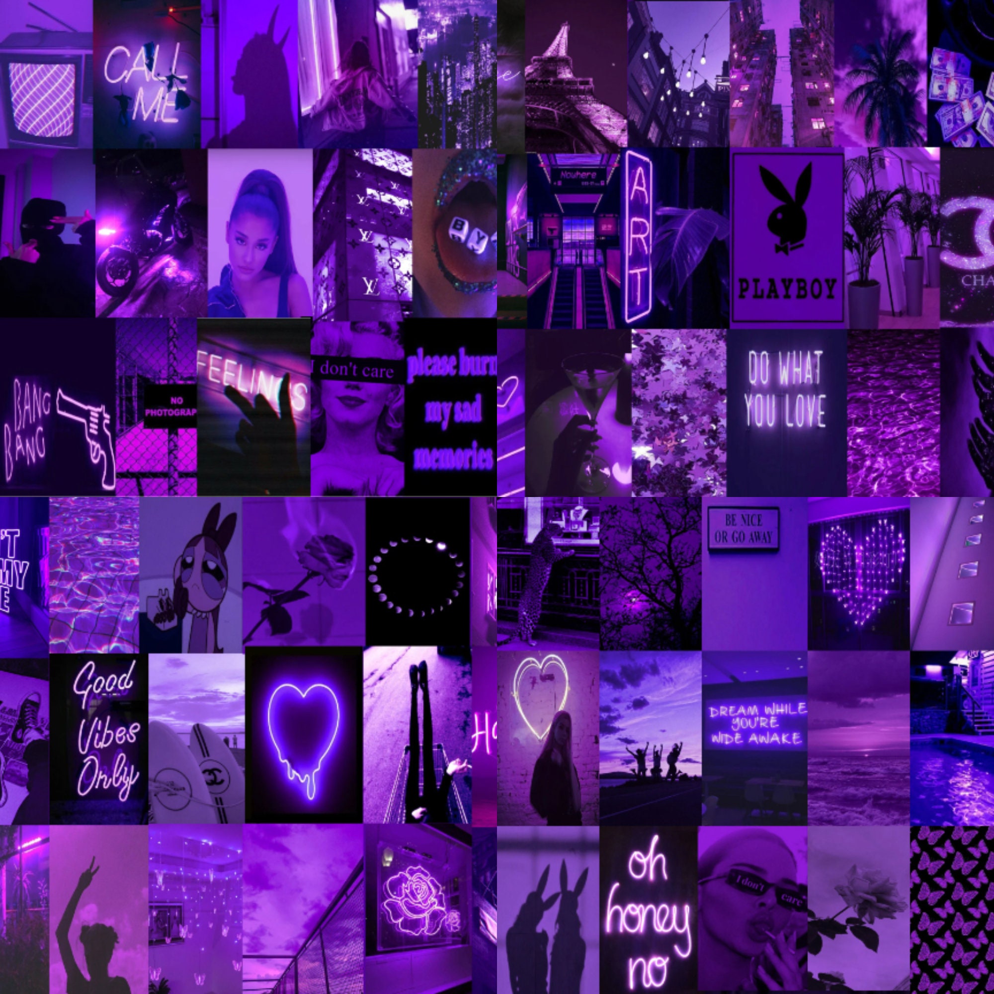 Download Purple Wall Collage Aesthetics Computer Wallpaper