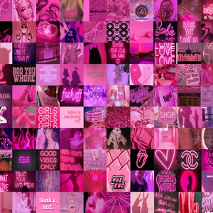 Hot Pink Wal Collage Kit, Boujee Baddie Aesthetic, Neon Pink Wall Collage, Aesthetic Room Decor, Y2k aesthetic, 130 PCS DIGITAL DOWNLOAD