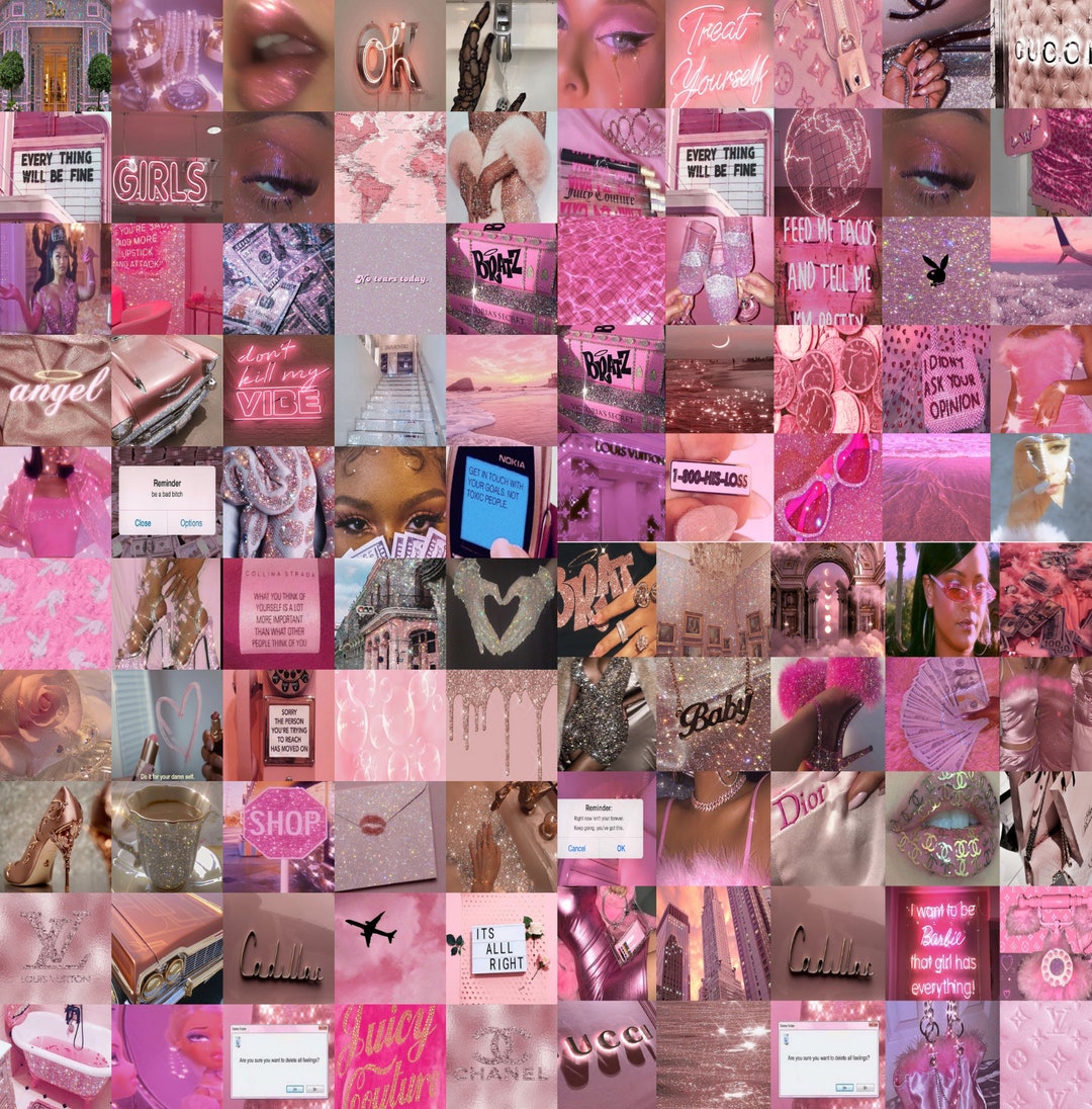 123 PC Y2k Boujee Wall Collage Kit, Baddie Collage Kit, Pink Aesthetic ...