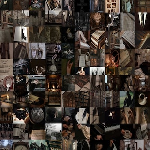 181 PC Dark Academia Wall Collage Kit, Dark Aesthetic Pictures, Wall Collage kit, Library Core Aesthetic, Dorm Room Decor, DIGITAL DOWNLOAD