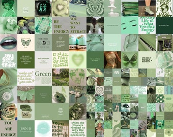 Sage Green Wall Collage Kit, Mint Green Collage Kit, Green Aesthetic Wall Collage, Green Aesthetic Collage (DESCARGA DIGITAL) 175 PCS