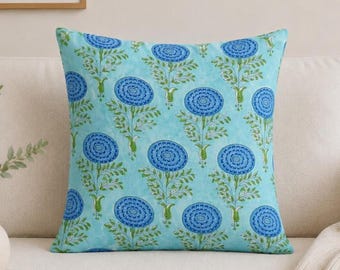 Hand Block Printed Cotton Cushion Cover | Floral Pillow Cases