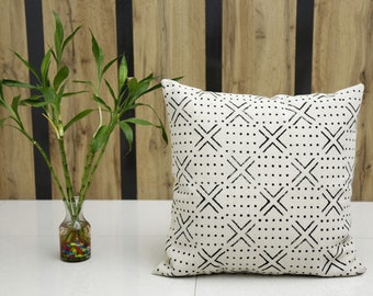 Authentic Handloomed Rug Pillow Cover | Handmade Block Print Thick Rug Armchair Cushion Cover | Farmhouse Decor Mudcloth Throw Pillow Cover