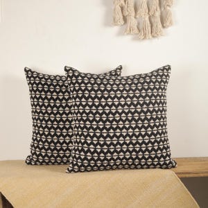 Home Decor Set of 2  100% Cotton Handloomed Sofa Pillow Cases  Paddle Woven Cotton Throw Pillow Covers / Pillow Boho Cushion Covers