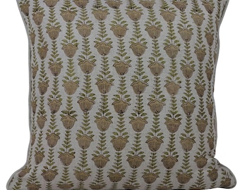 Indian Hand Block Printed Linen Pillow Cover for Sofa & Bed