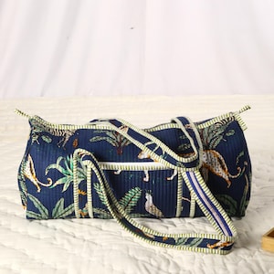 Baumwollreisetasche Handgepäcktasche zum Verkauf Frauen Handgefertigte Gesteppte Reisetasche Block Gedruckt Reisetaschen