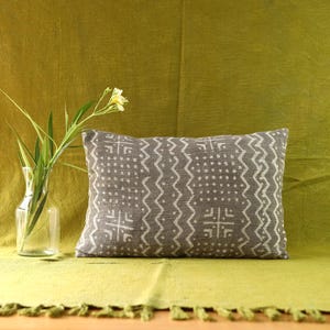 Hand Loomed Mudcloth Pillow Cover: Geometric Slub Cotton, Boho Farmhouse Decor