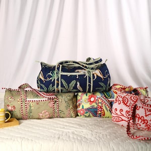 Sac de voyage de week-end en coton à la mode Sac de bagage à main à vendre Sac de voyage en tissu matelassé fait main pour femme Sacs de voyage imprimés Floral