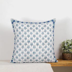 Cotton Waffle Throw Pillow Covers / Home and Living 18x18 Inches Block Printed Throw Pillow Cases / Soft and Lightweight