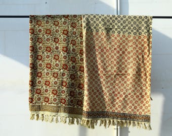 Set of 2 Hand Block Print Cotton Throw Blanket: Luxury Living Room Decor
