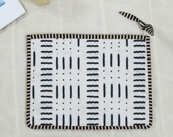 Quilted Cotton Laptop Sleeve, Zipper Pouch with Bow, Protective MacBook Case