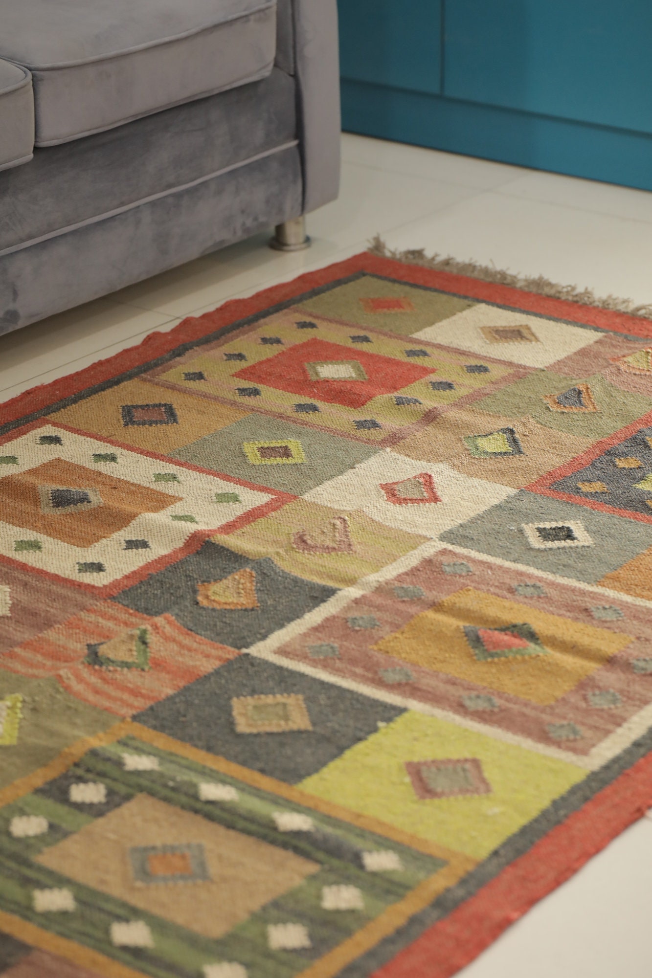 tapis kilim Vintage 4x6Ft