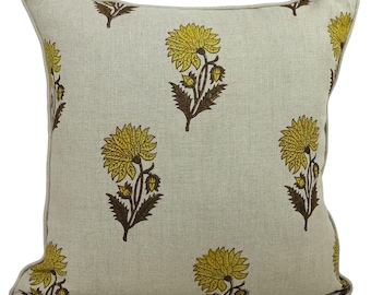 Hand Block Print Linen Cushion Cover Living Room Decor