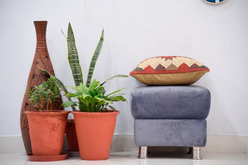 Kilim Pillow Cover Escape|Handwoven Tribal Rug Cushion Cover|Jute Wool Throw Pillow Shams|Boho Aztec Cushion|Canvas Backing with Zipper