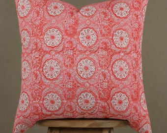 Block Print Cotton Throw Pillow Cover – 18x18 Rustic Living Room Decor