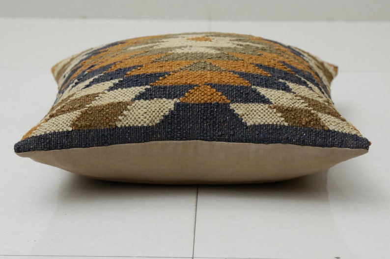 Vintage Kilim Pillow Cover 18x18 Handwoven Aztec Throw Cushion Cover